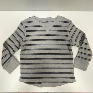 Place waffle knit 3t boys casual long sleeve shirt gray black striped